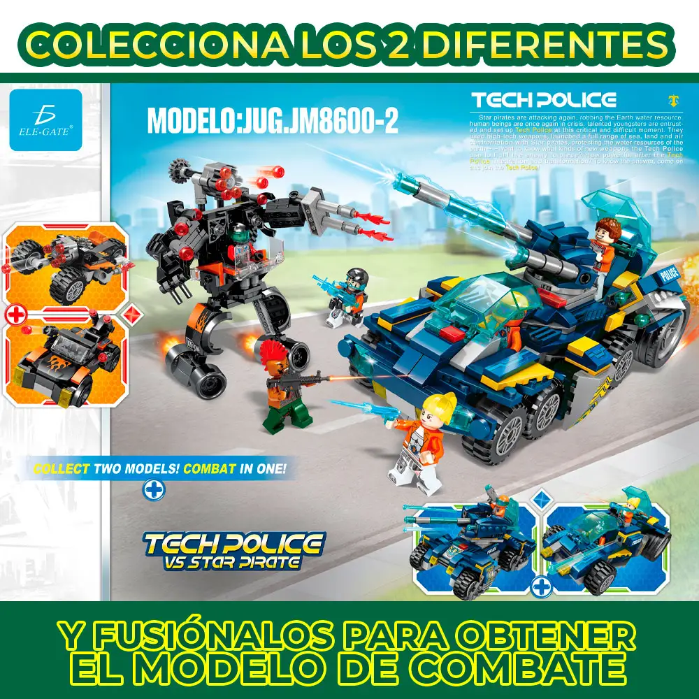 Juguete de Bloques Tech Police Vs Star Pirate 412Pzs