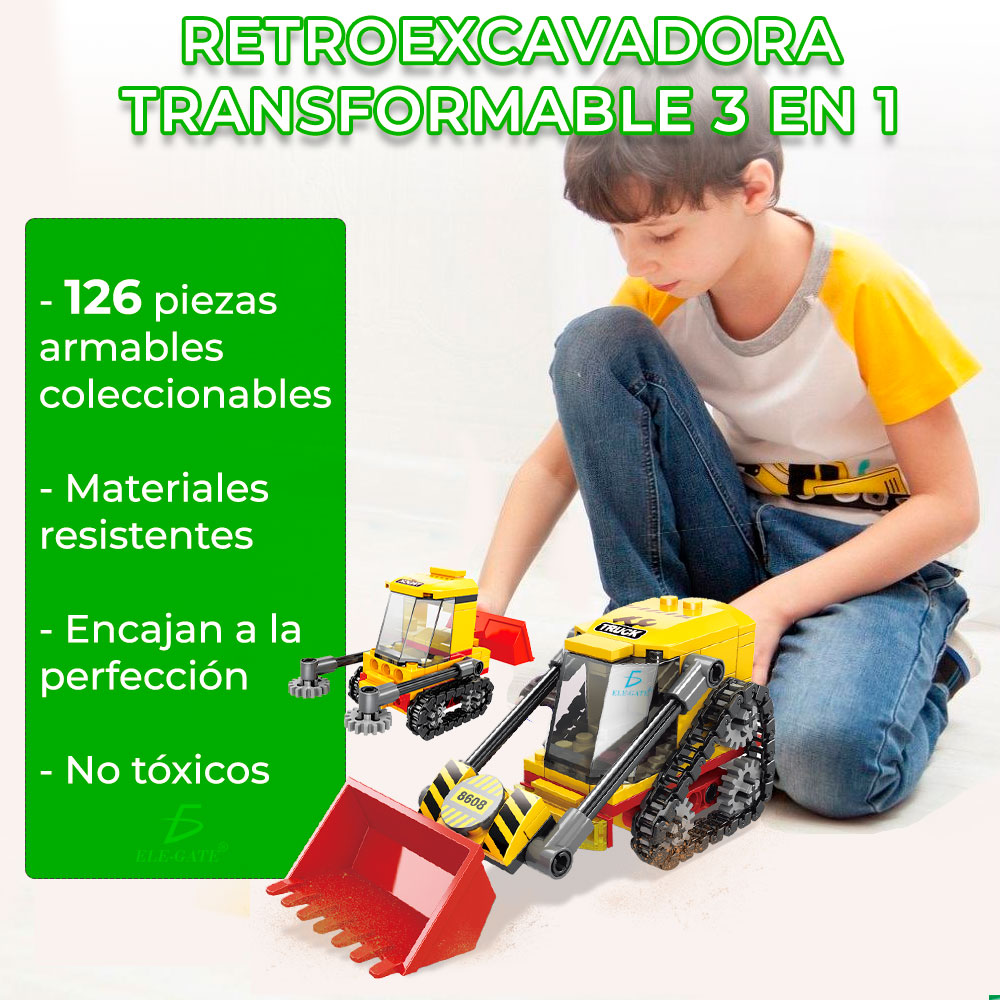 Juguete de Bloques Retroexcavadora 3 en 1