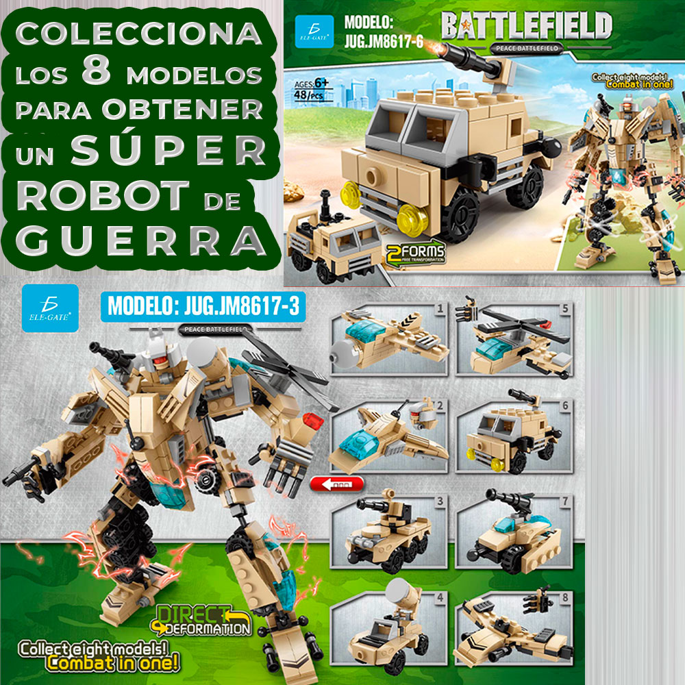 Juguete de Bloques TANQUE DE GUERRA 2 EN 1 48 PZS