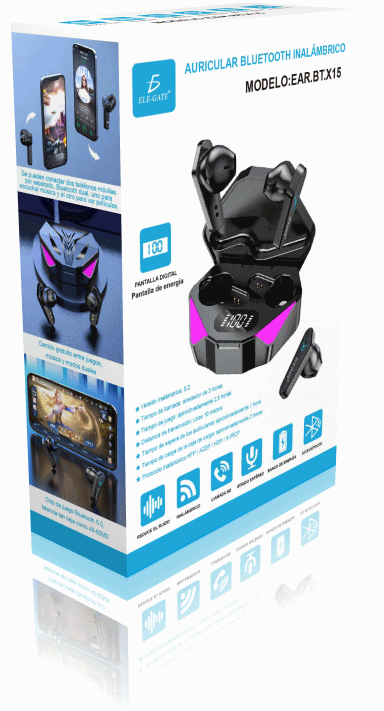 Auriculares X15 Gamer Inalámbricos Bluetooth 5.1 Con LED - Image 3