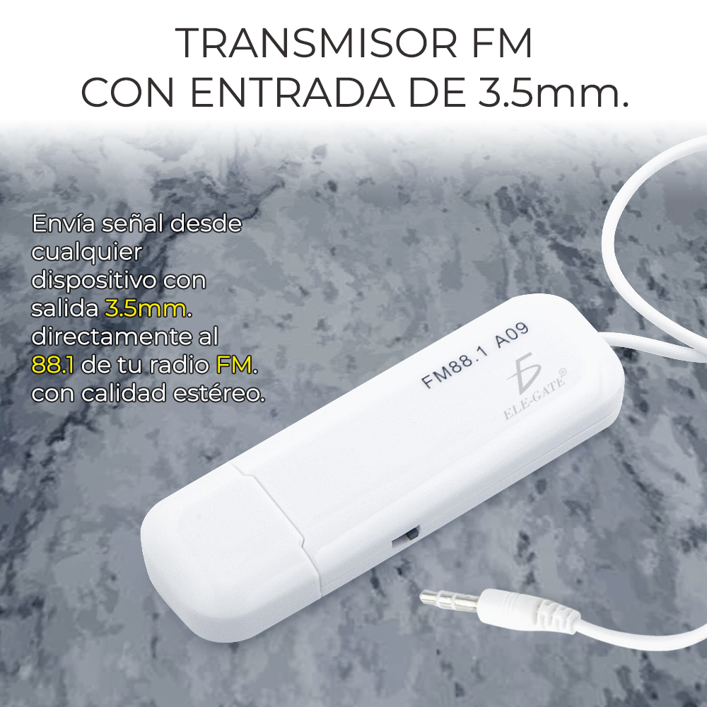 TRANSMISOR FM RECARGABLE USB BATERÍA DE LITIO - Image 3