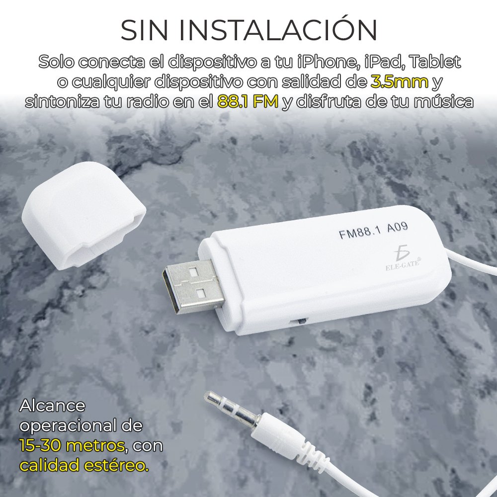 TRANSMISOR FM RECARGABLE USB BATERÍA DE LITIO - Image 2