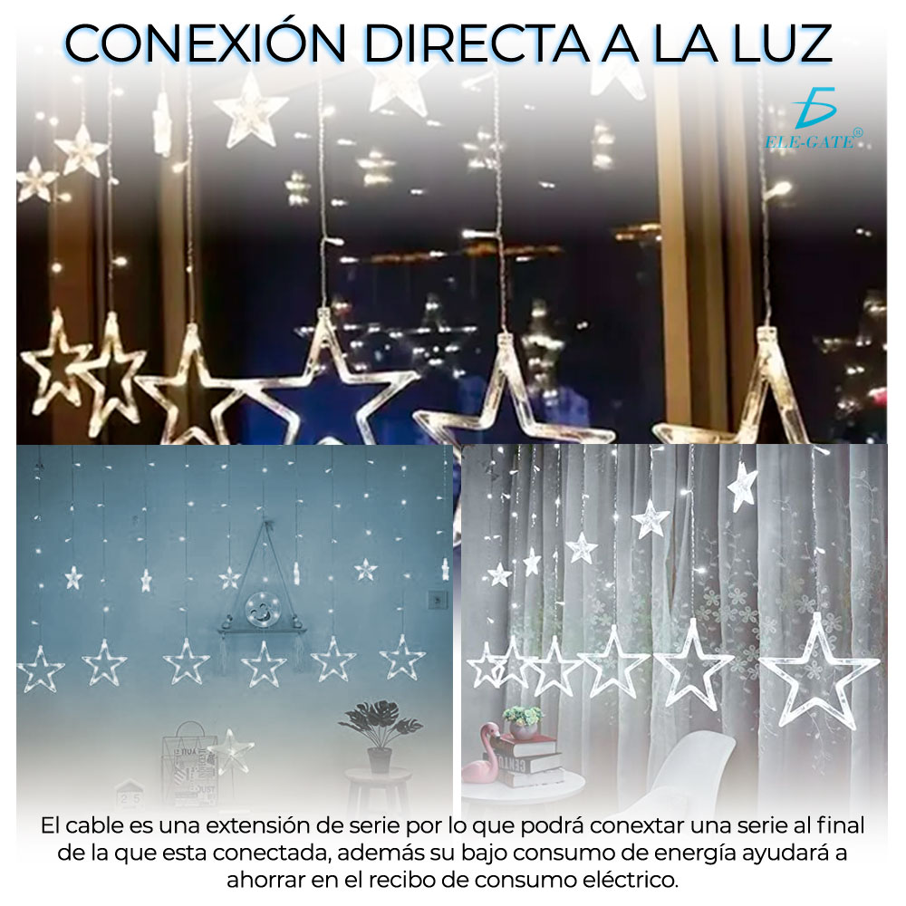 Cadena De Luz Led Estrella Luces De Decoración Navideña