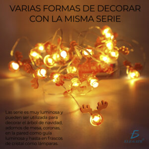 20 Focos Luz Led De Cornamenta Navidad Decoración 2mt