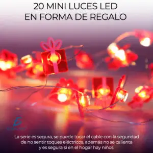20 Mini Luces LED  En Forma  De Regalo Largo 2 Metro