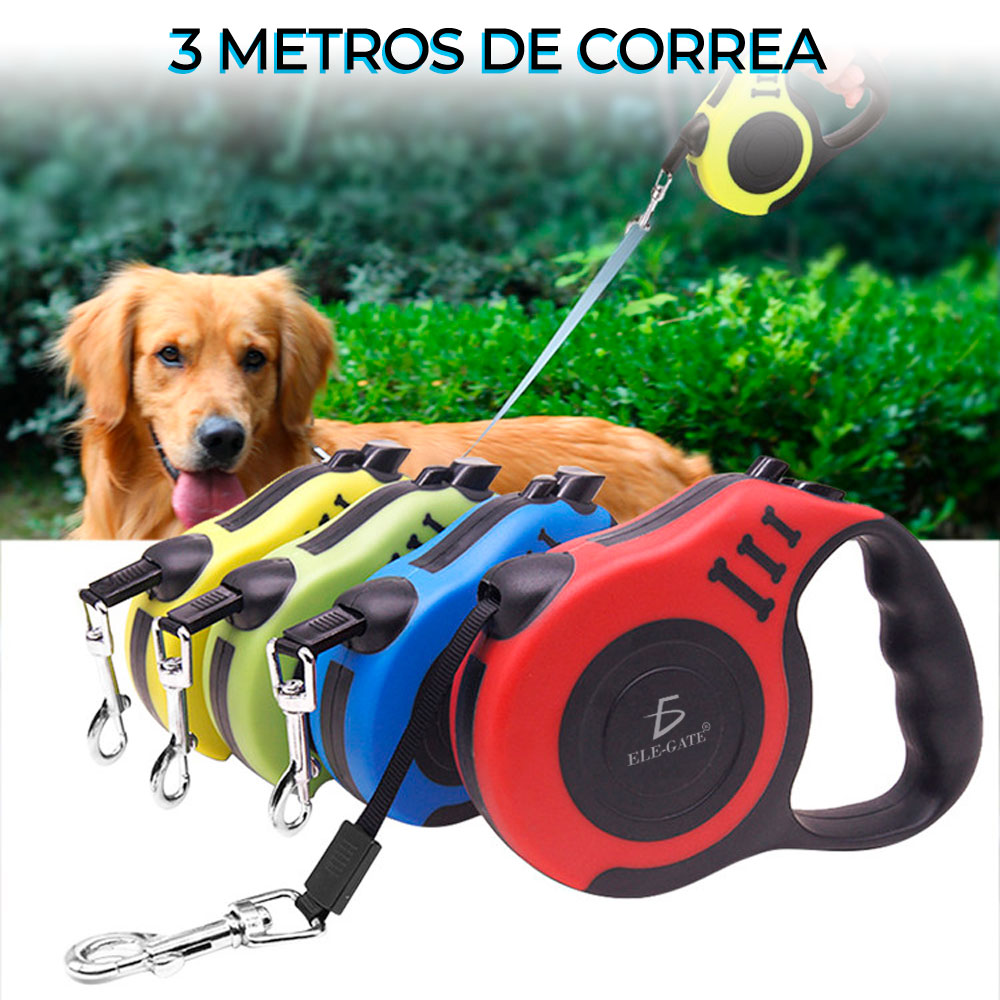 Correa Retractil Para Perros Y Mascotas Mediana 3mts