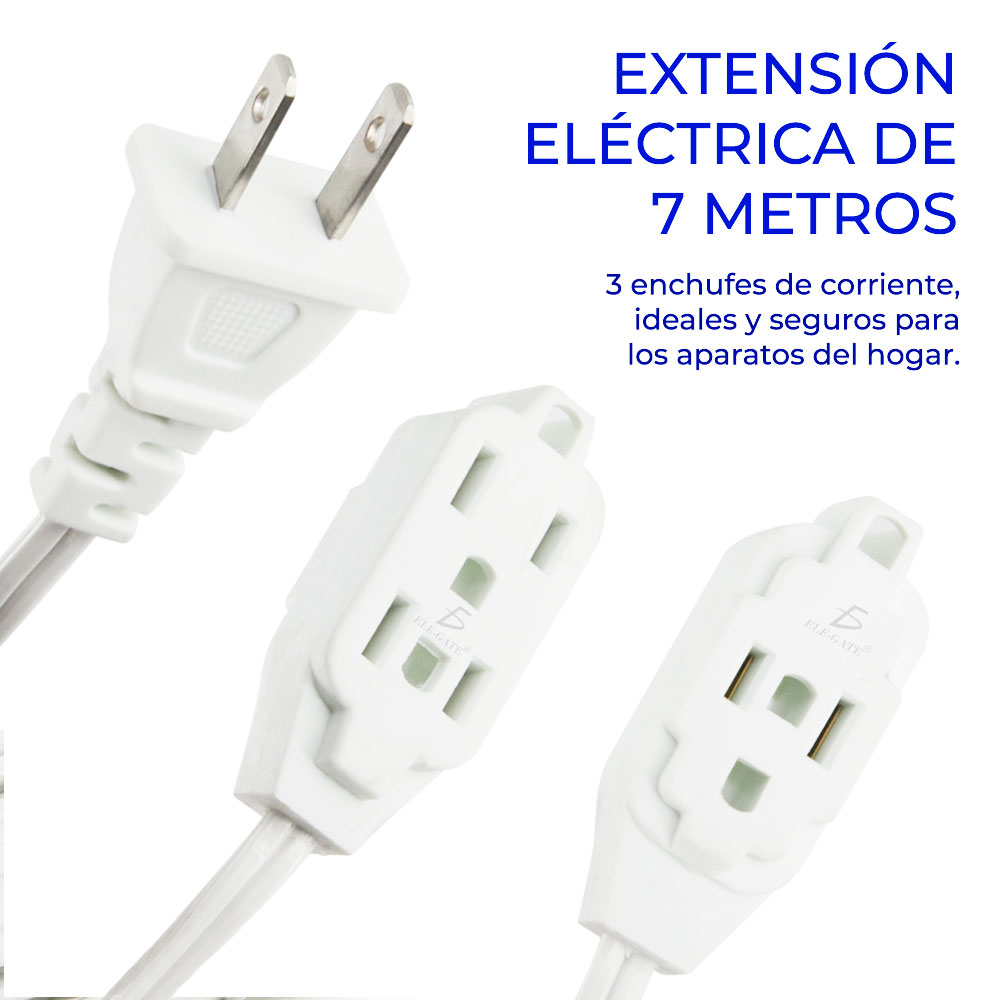 Extensión Eléctrica Para Interiores 7M 2 Toma Corrientes