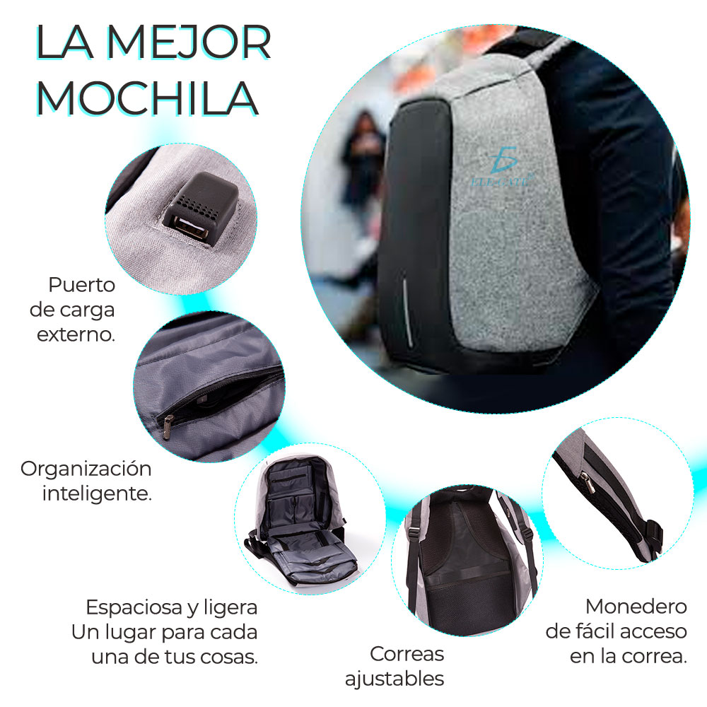 Mochila Laptop Antirrobo Impermeable Multiusos Escolares