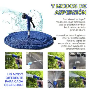 Manguera Flexible Expandible 7.5 Metros Con Pistola Ligera Cómodo
