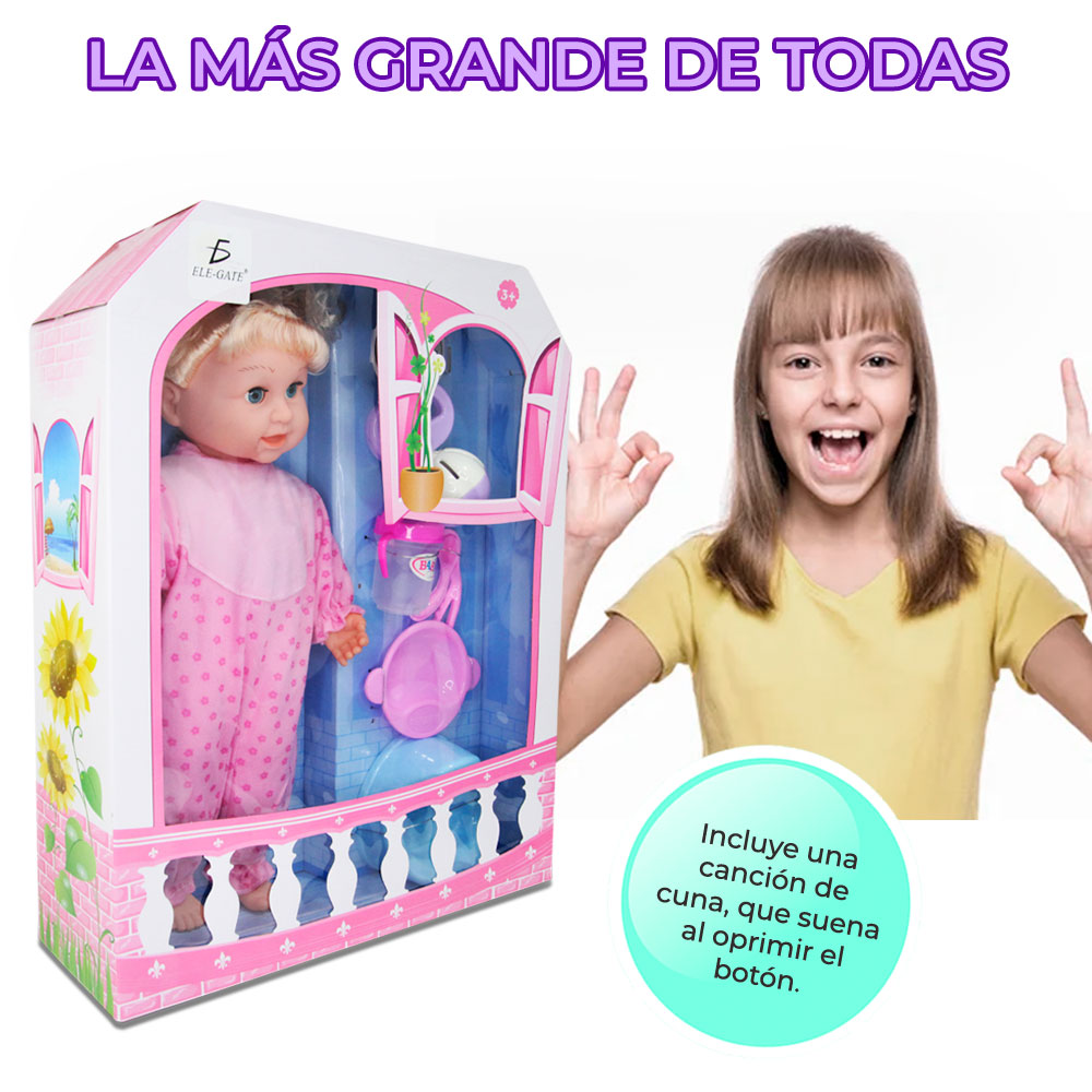 Muñeca de silicona Con Musica de 16 Pulgadas