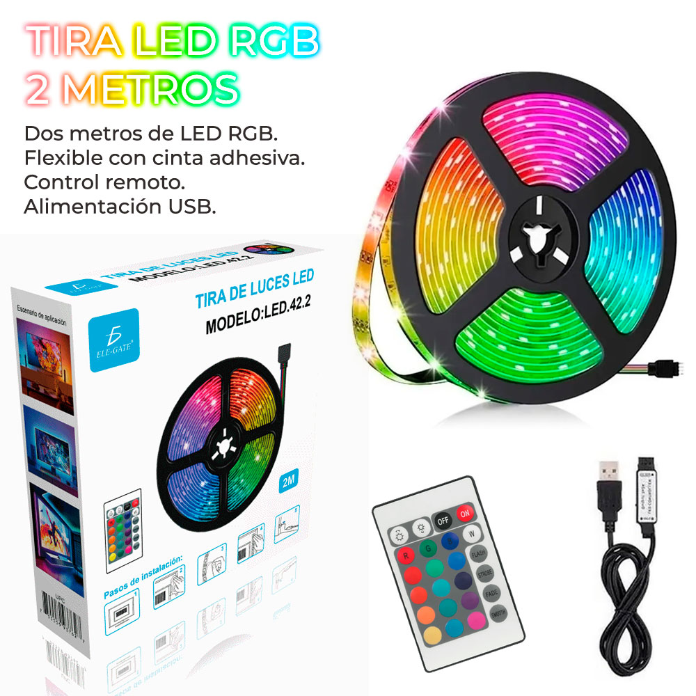 Tira de Luz Led RBG 5050 Con Control de 2 Metro - Image 3