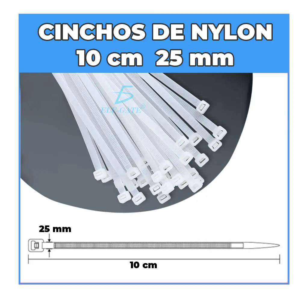 Bolsa Cinchos Plásticos 16 Lb 2.5*100mm Paquete 100 Pzas
