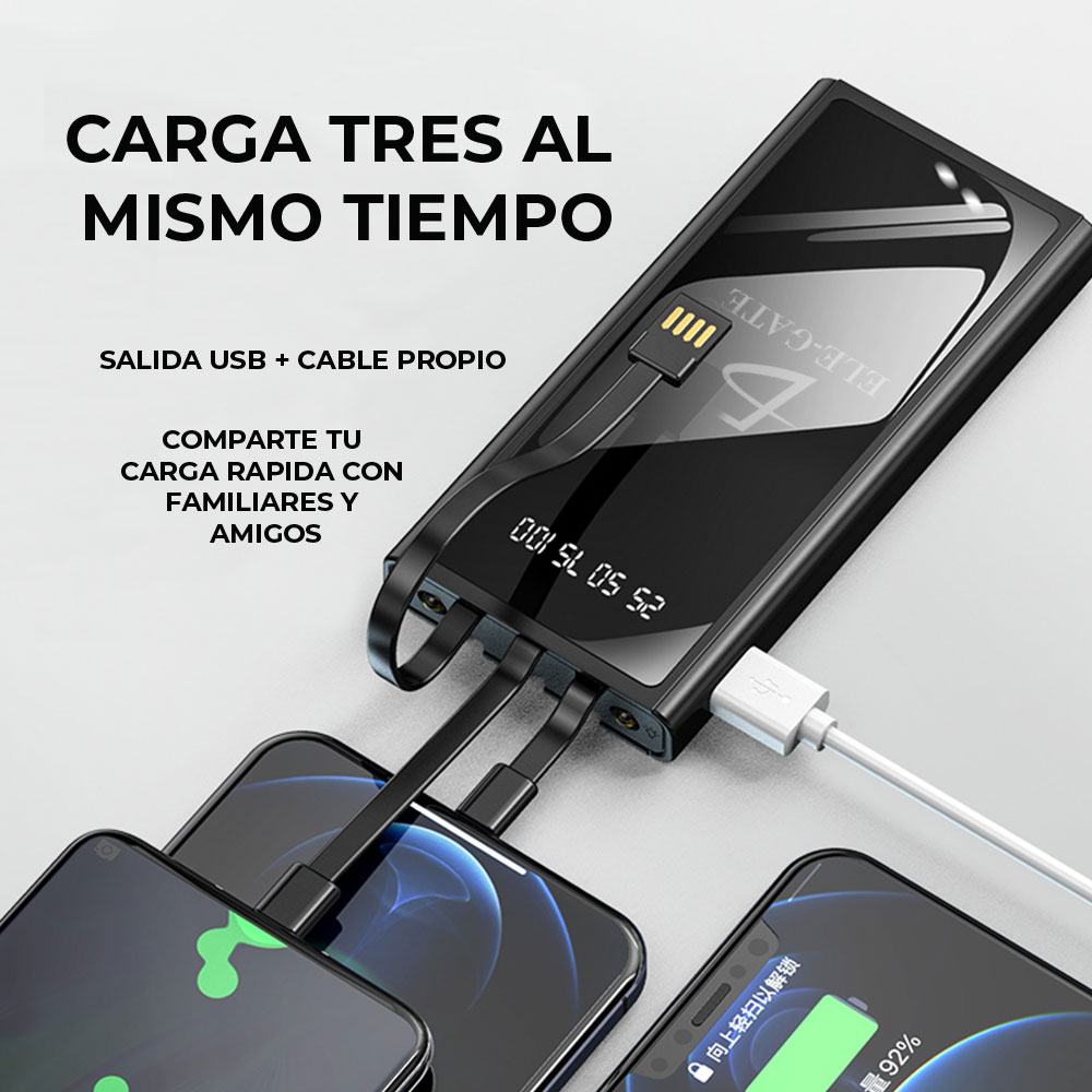 Power Bank Pila Bateria Portatil 10000mah 3 Entradas