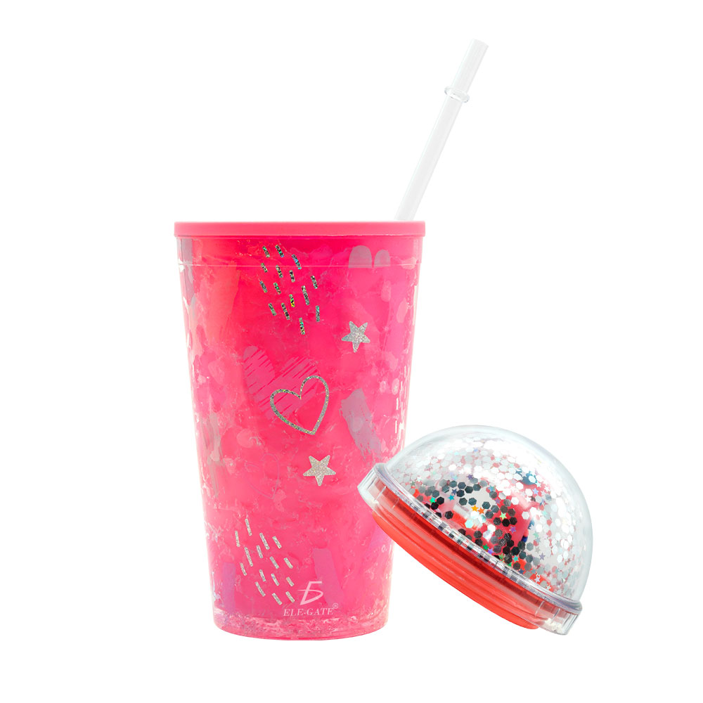 Vaso Con Popote Y Tapa De Cúpula Con Imagen de Amor - Image 2