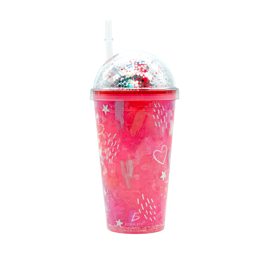 Vaso Con Popote Y Tapa De Cúpula Con Imagen de Amor - Image 3