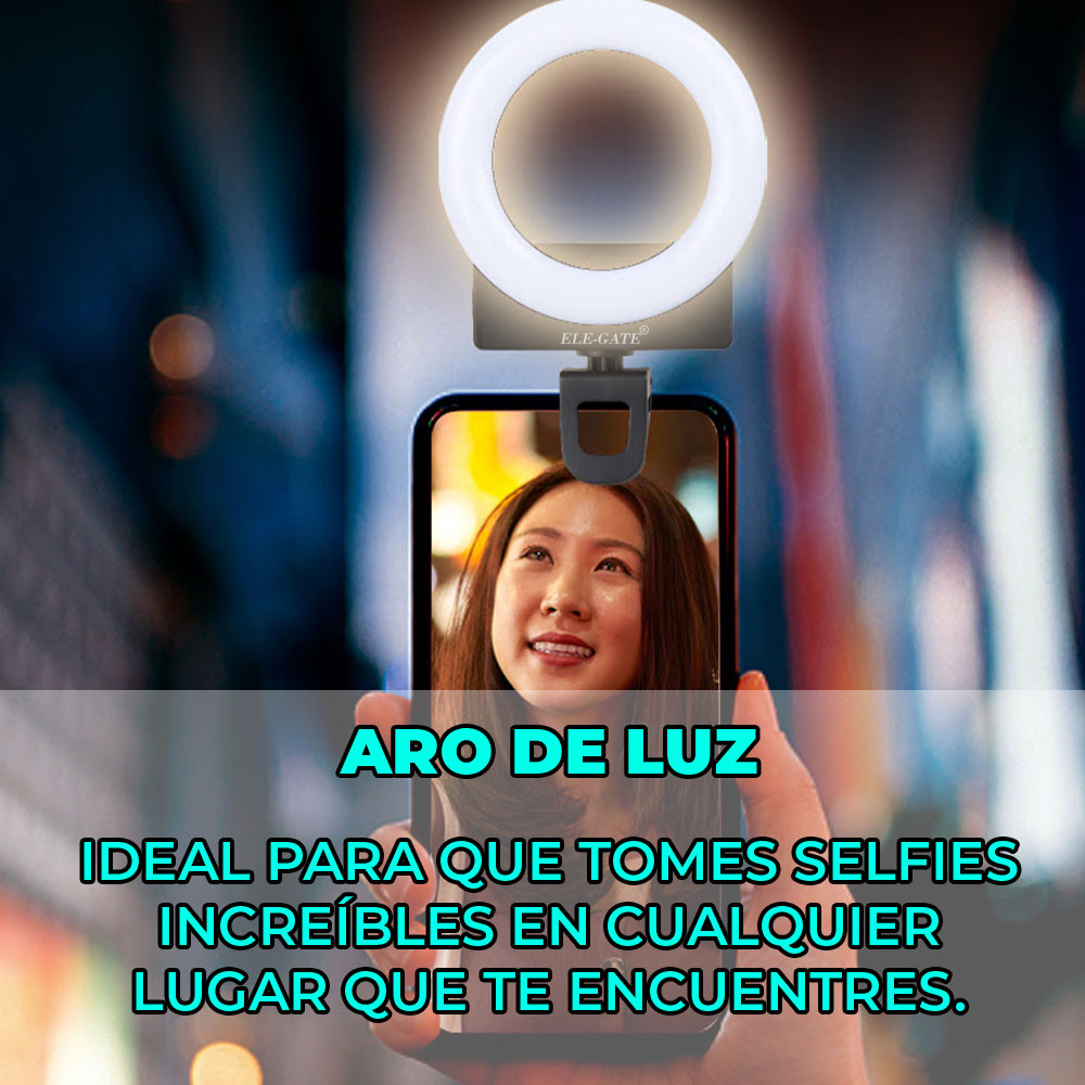 Aro de Luz Led Soporte Celular Recargable