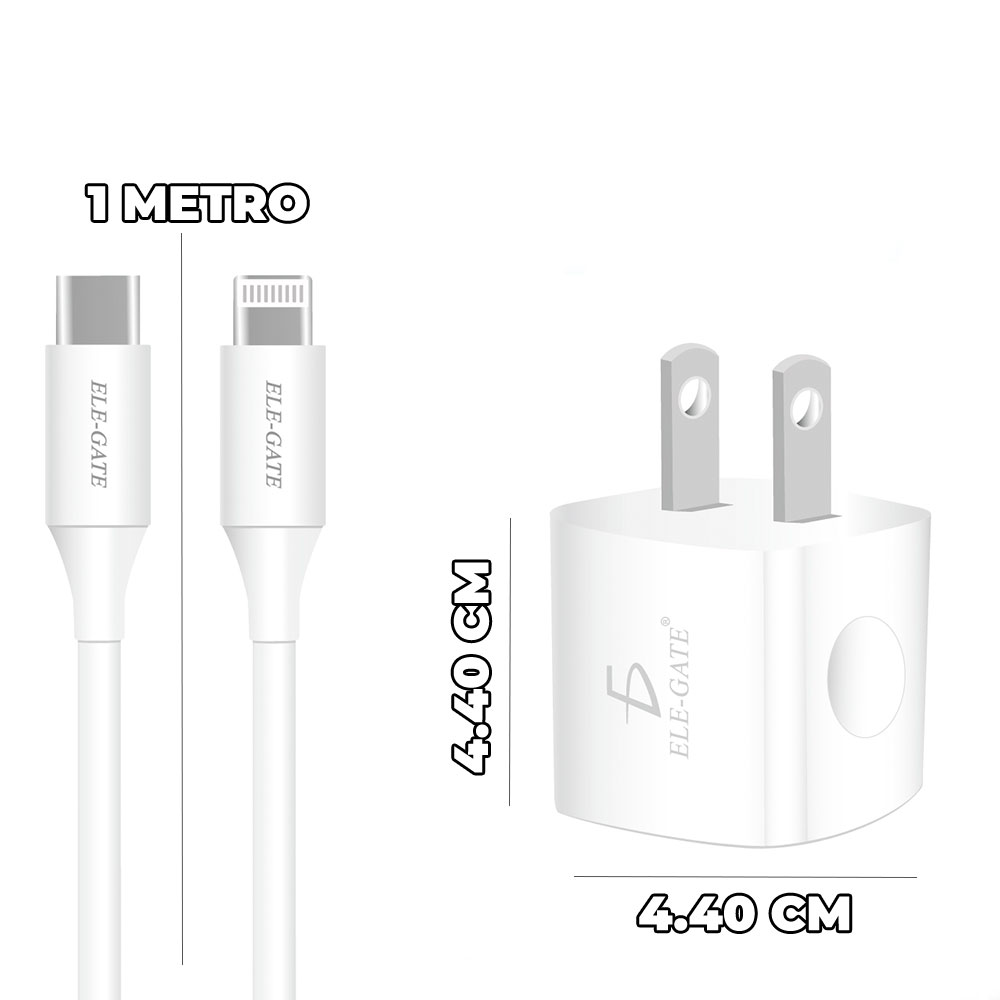 Kit de Cargador y Cable iPhone de Carga Rápida PD Tipo-C a Lightning USB 20W - Image 2