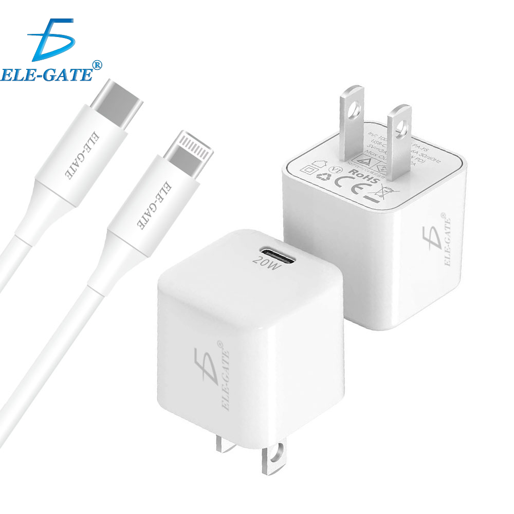 Kit de Cargador y Cable iPhone de Carga Rápida PD Tipo-C a Lightning USB 20W