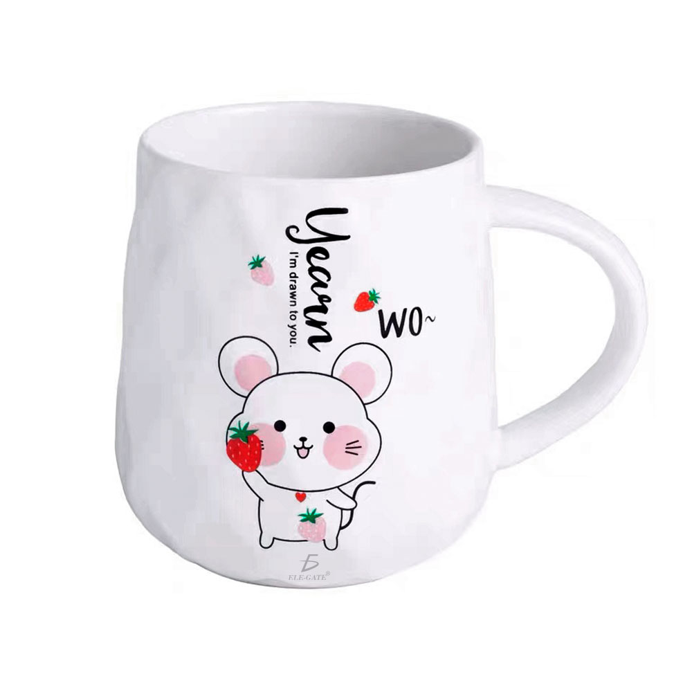 Taza de Cerámica Con Dibujo de Ratón Tapa Y Agitador - Image 2