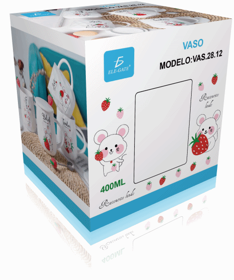 Taza de Cerámica Con Dibujo de Ratón Tapa Y Agitador - Image 4