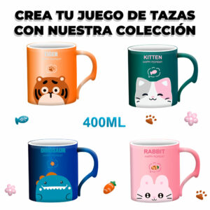 Taza de Cerámica De Colores Dibujos De Animalitos 400ml