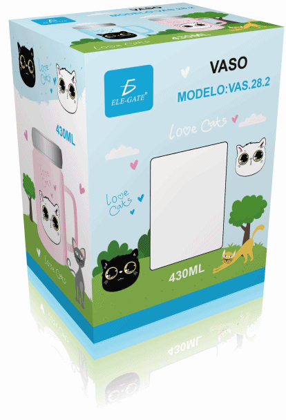 Taza de Cerámica Con Tapa Metálica Y Tipo Espejo Dibujo De Gatito - Image 5