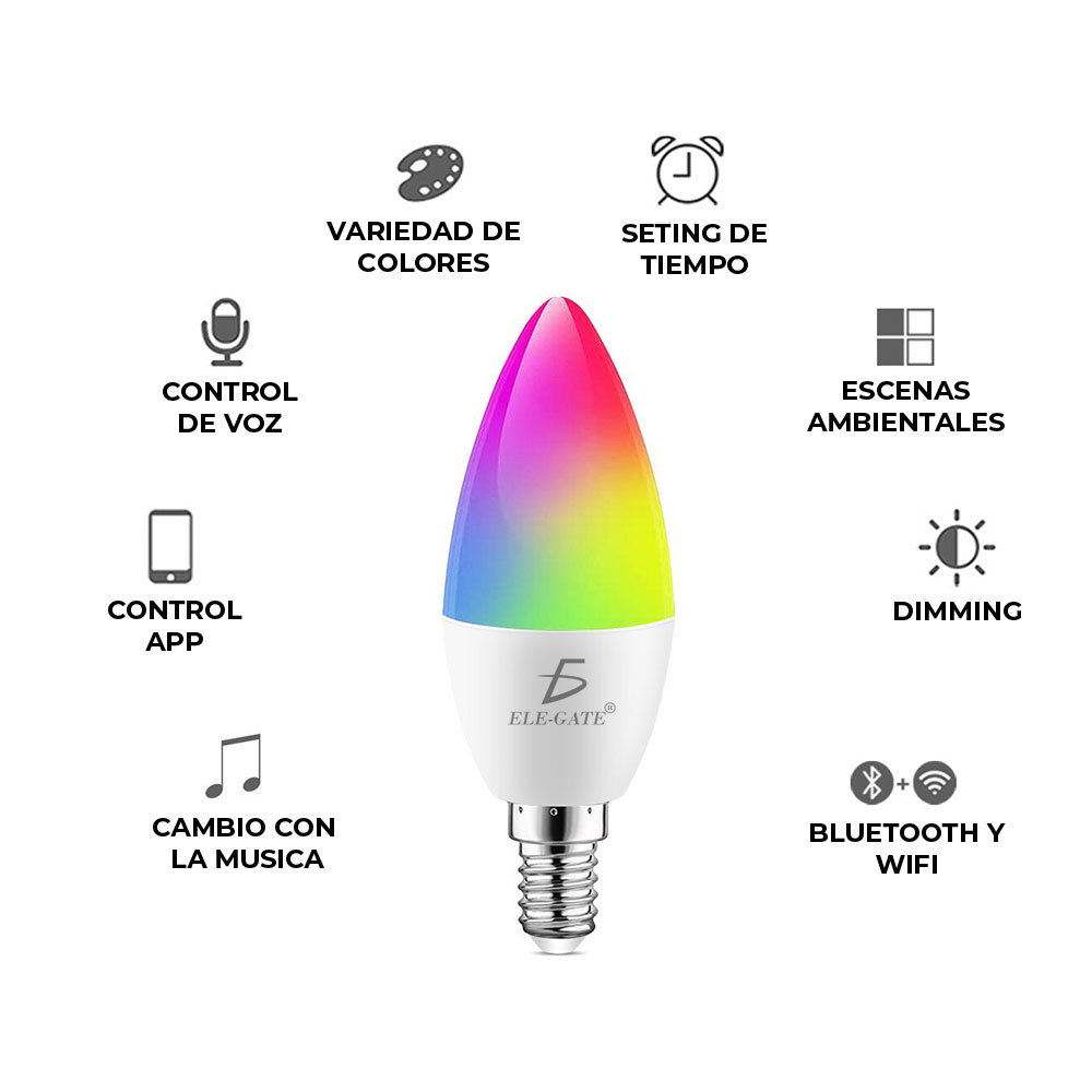 Foco Inteligente De Colores Con Wifi luz led RGB - Image 5