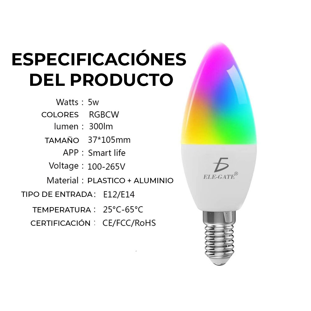 Foco Inteligente De Colores Con Wifi luz led RGB - Image 3