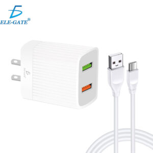 Cargador Rápido para Celular Android 2 USB 2.4A 24W Con Cable de Tipo c