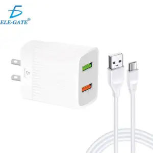 Cargador Rápido para Celular Android 2 USB 2.4A 24W Con Cable de Tipo c