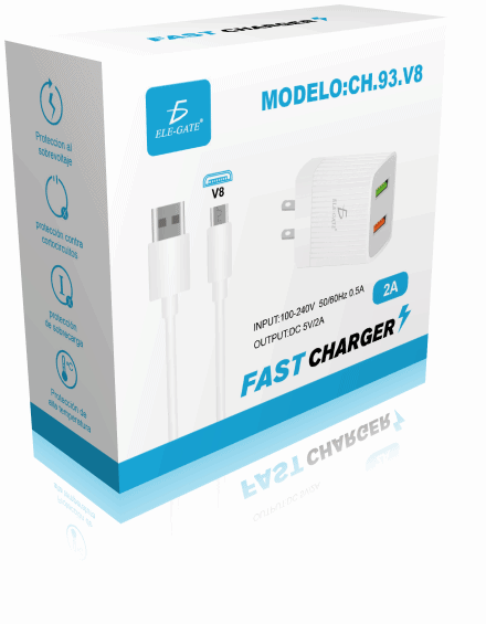 Cargador QC 3.0 Rápido para Celular Android 2 USB 2.4A 24W Con Cable de Micro V8 - Image 4