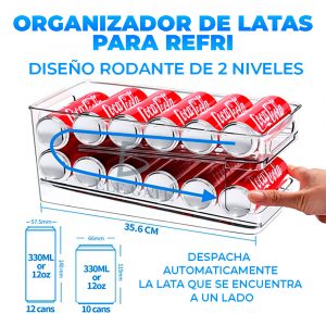 Organizador de Latas Para Refri Con 2 Niveles