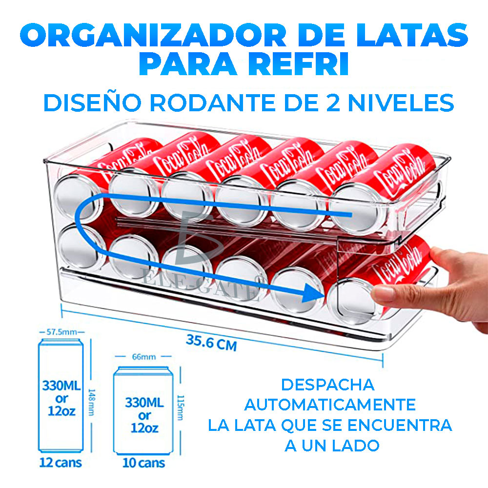 Organizador de Latas Para Refri Con 2 Niveles