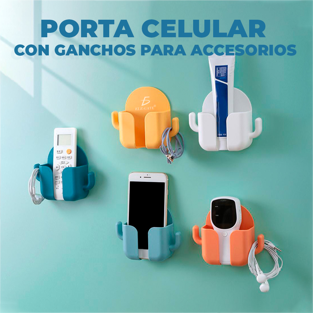 Soporte De Pared Para Celular Telefono Movil Con Ganchos Accesorios Multifuncional