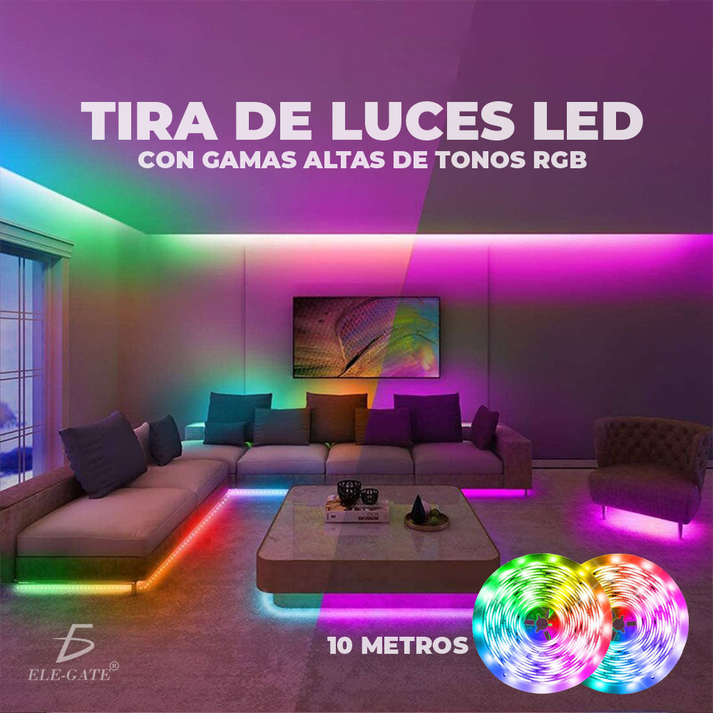Tira de Luz Led RBG Con Control de 5M Con Enchufe Colores Brillantes Chip Adherible - Image 4