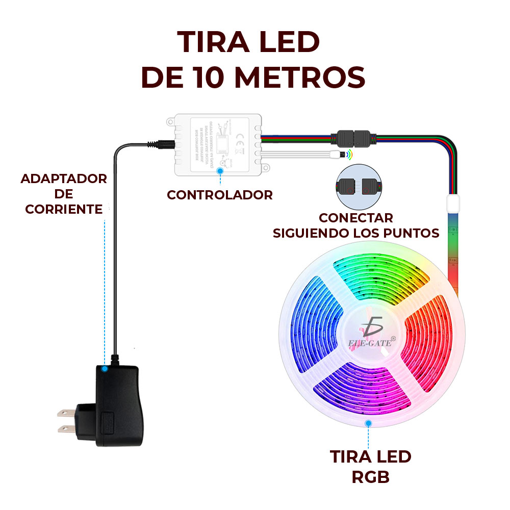 Tira de Luz Led RBG Con Control de 5M Con Enchufe Colores Brillantes Chip Adherible - Image 2