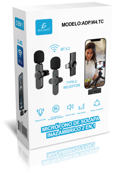Micrófono De Solapa Inalámbrico Portátil 2 EN 1 Para Celular Andorid - Image 5