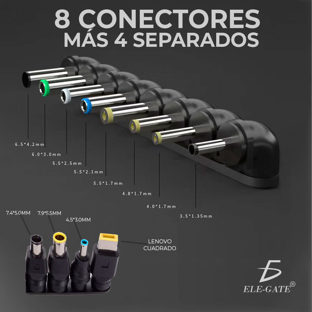 Cargador Universal Multilaptops 12 conectores 12–24v 96w - Image 3