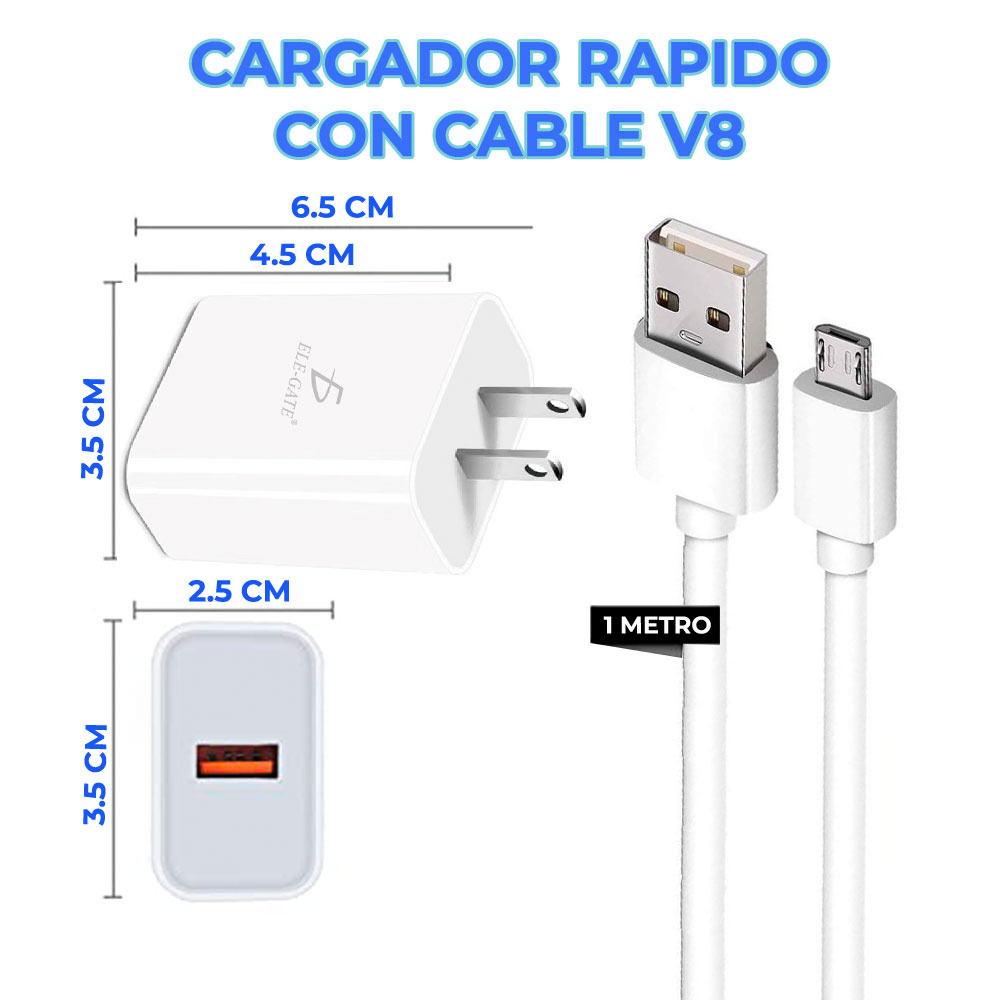 Cargador Celular Rapido 5V 1A Con Cable de Micro USB V8 - Image 2