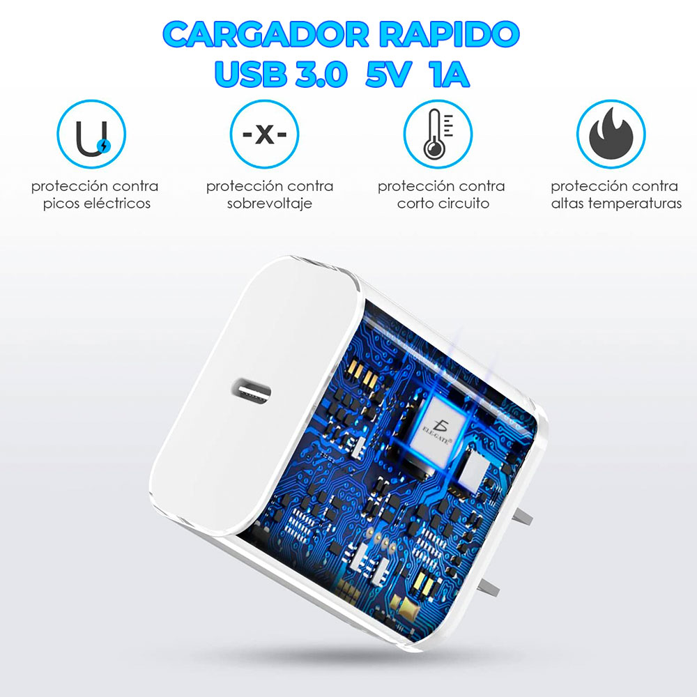 Cargador Celular Rapido 5V 1A Con Cable de Micro USB V8 - Image 3