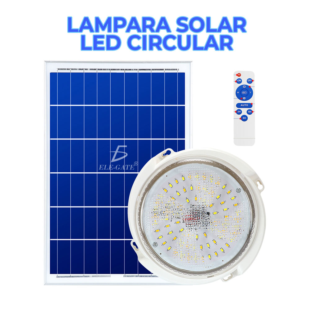 Lampara Solar Led Circular con Control Remoto Pared Exterior Calidad - Image 2
