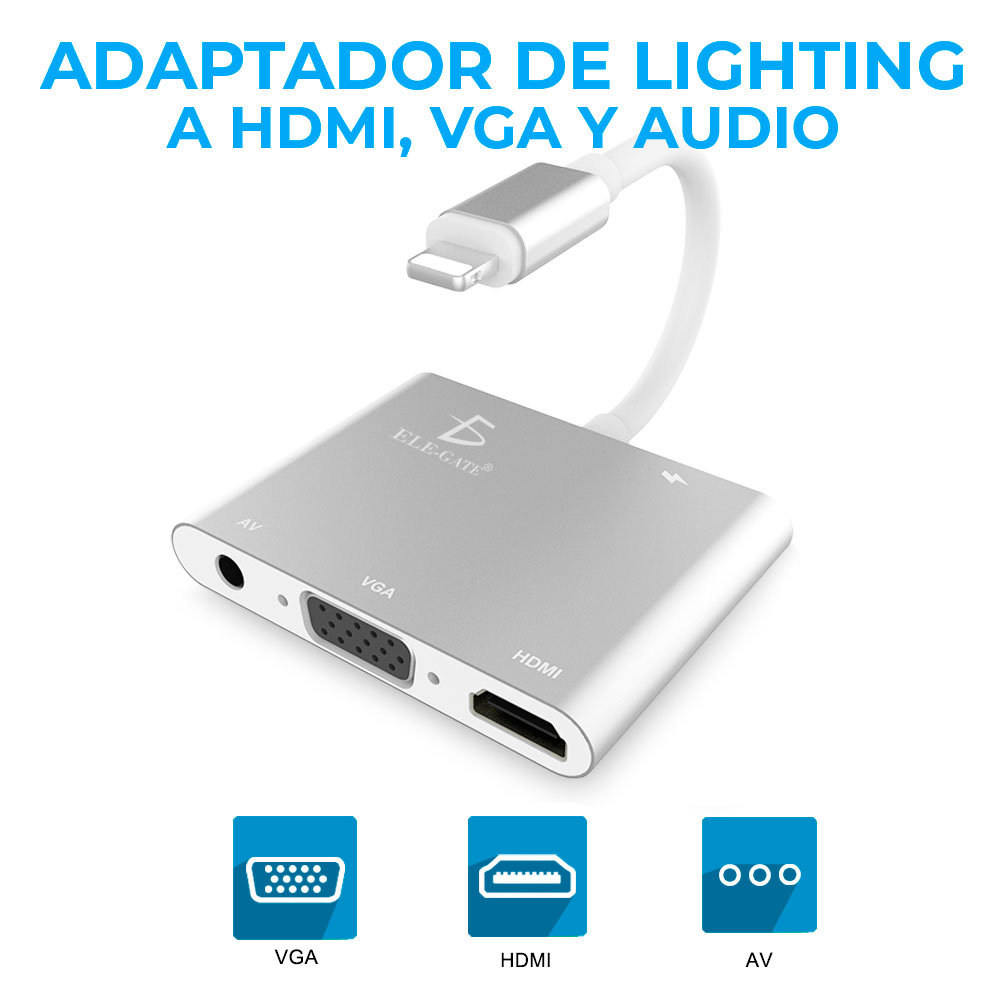 Lightning Adaptador Hub A 4k Hdmi/vga Para iPad iPhone - Image 2