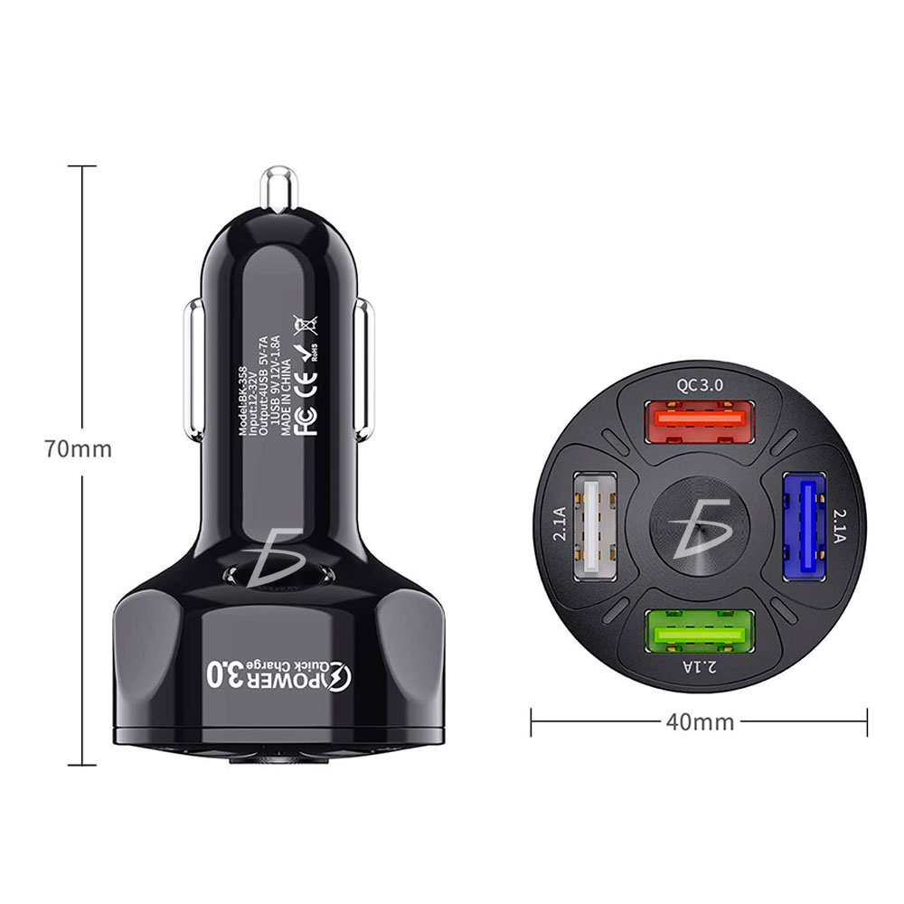 Multicargador para Automovil Coche QC3.0 PD 20W USB3.1A Tipoc 4 en 1 - Image 4