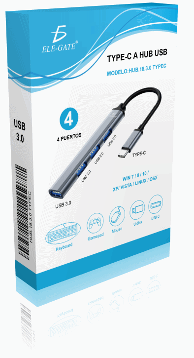 Adaptador Usb C Hub Usb 3.0 4 Puertos Tipoc Para Celular Andorid Laptop Windows Y Mac - Image 6
