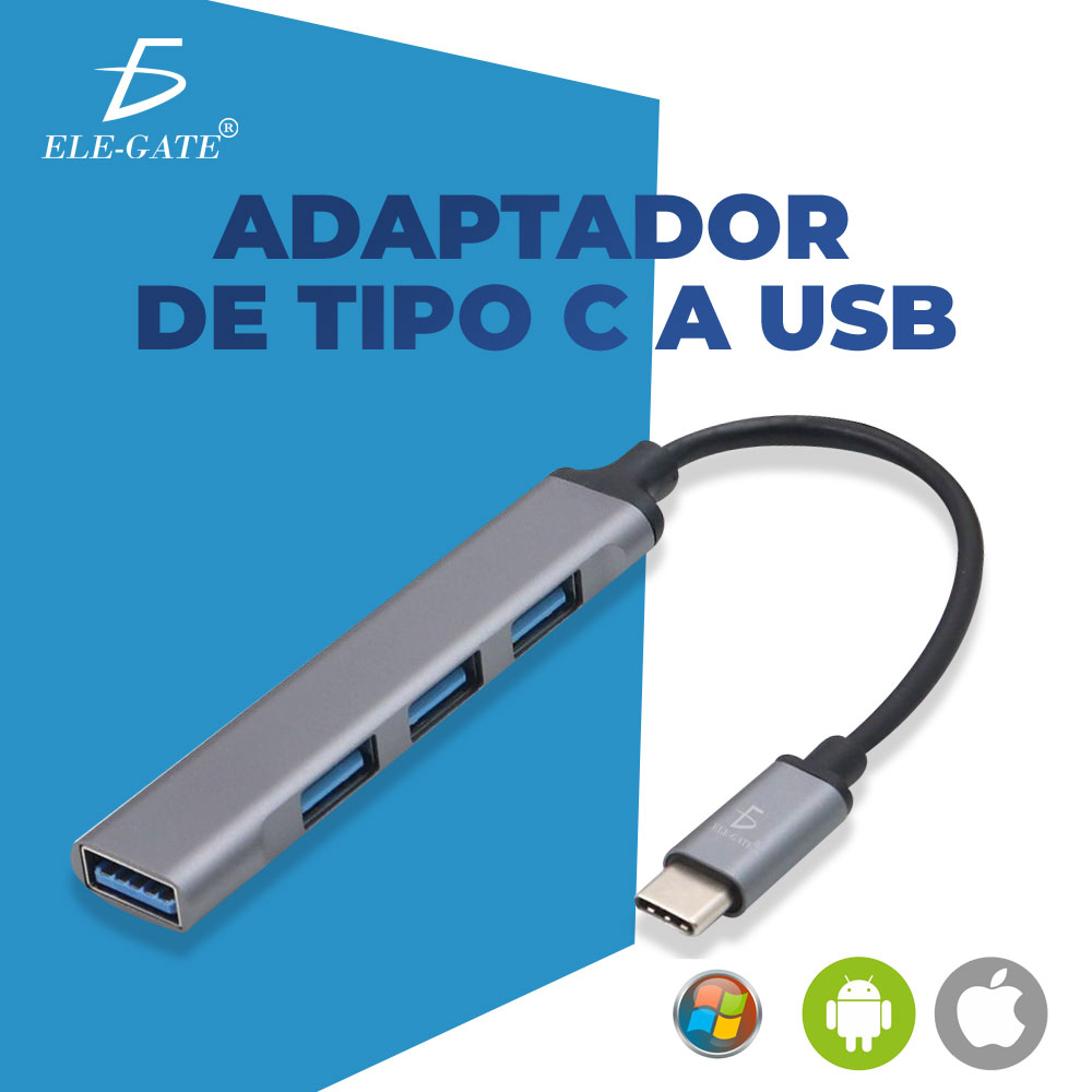 Adaptador Usb C Hub Usb 3.0 4 Puertos Tipoc Para Celular Andorid Laptop Windows Y Mac - Image 5