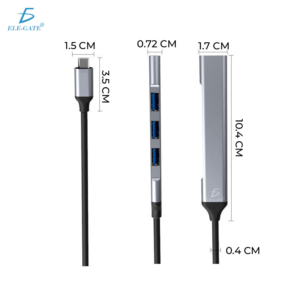 Adaptador Usb C Hub Usb 3.0 4 Puertos Tipoc Para Celular Andorid Laptop Windows Y Mac - Image 4