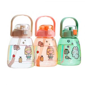 Botella Deportiva Con Medidor Motivacional con Stickers popote tapa correa 1.3 Litros