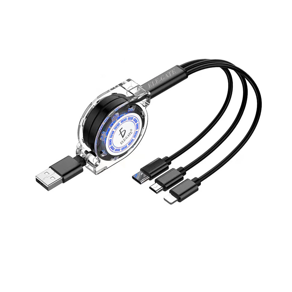 Cable Retráctil 3 En 1 Conector Lightning Micro Usb Y Tipo C - Image 3