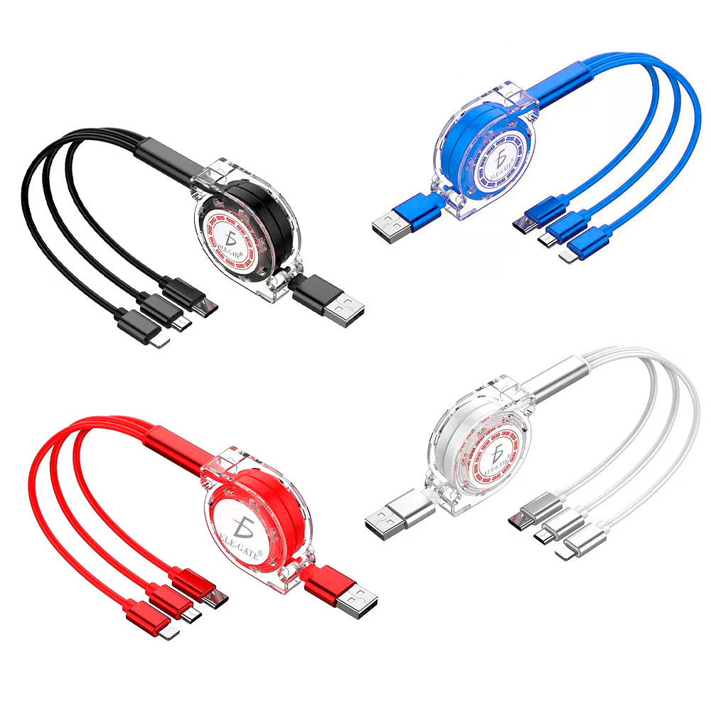 Cable Retráctil 3 En 1 Conector Lightning Micro Usb Y Tipo C - Image 2
