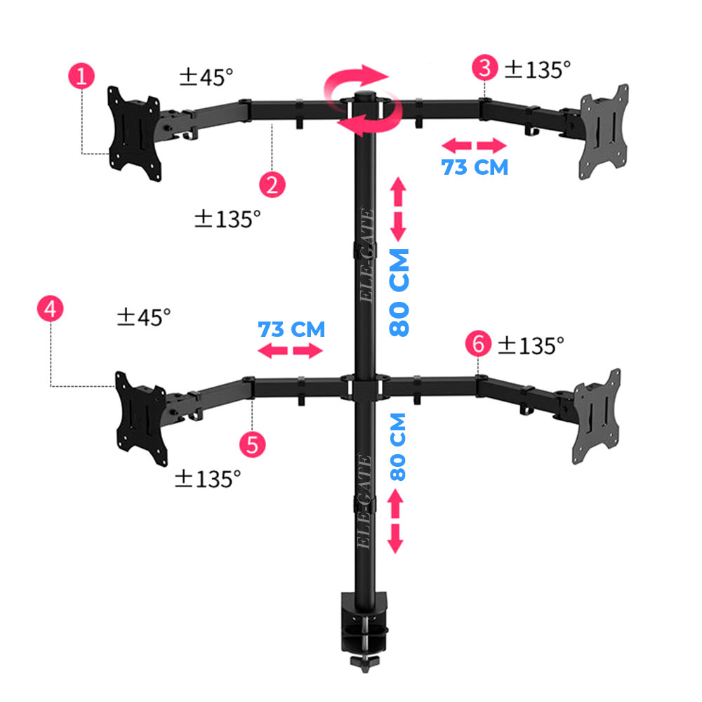 Soporte de Mesa Para 4 Monitor TV Para Montaje En Pared 13″ a 27″ - Image 3